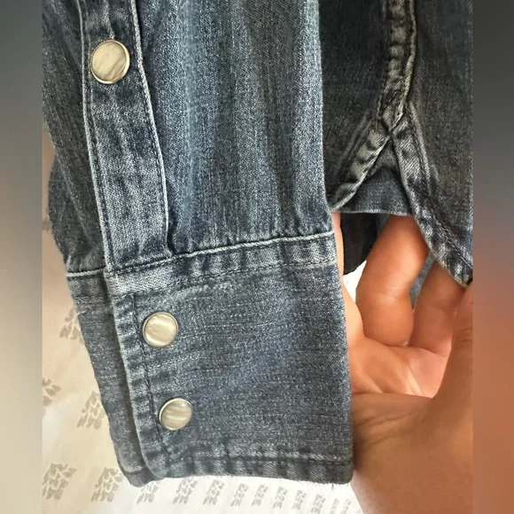 J. Crew Denim Chambray Button Down Shirt with Pearl Snaps - Picture 6 of 13